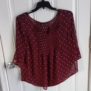 Torrid Maroon Star Pattern Blouse